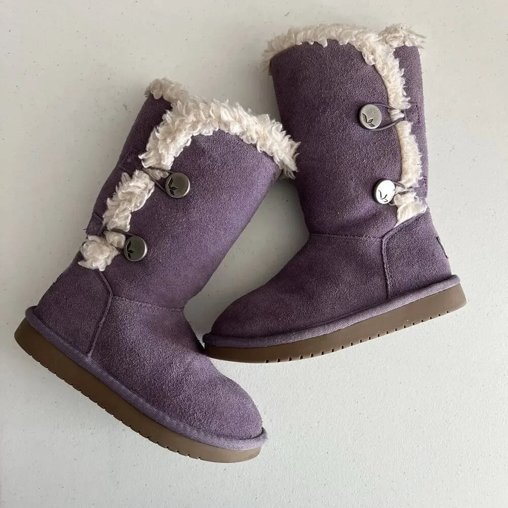 Koolaburra By UGG Kinslei Girl's Size 12 Purple Suede Shearling Boots 1096443